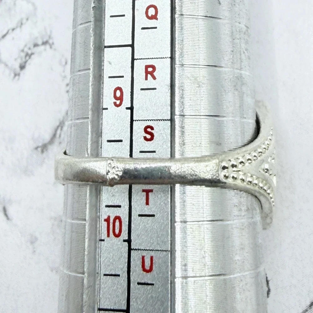 Red Acrylic Square Statement Ring Silver Tone Ornate Band Size 9.5